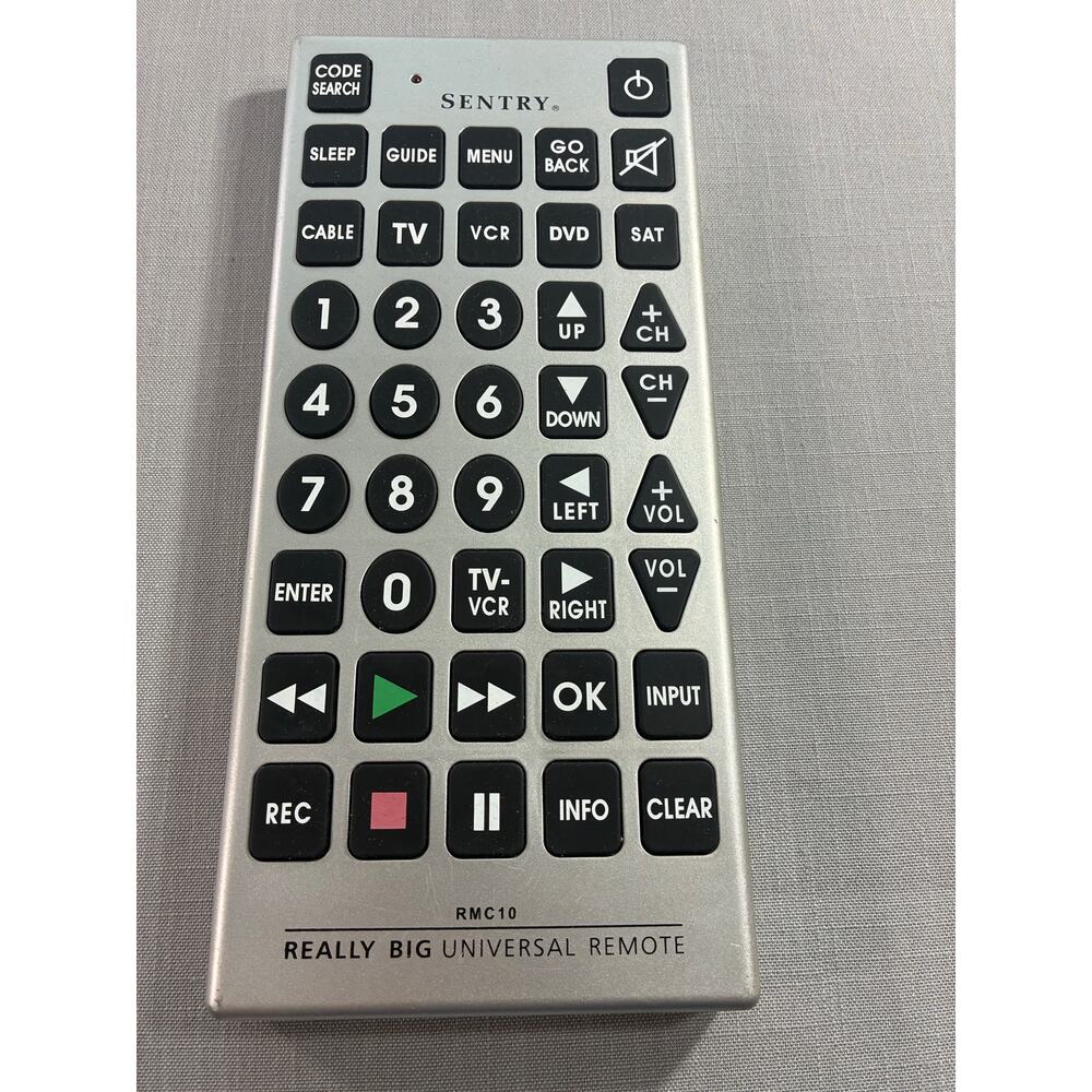 Sentry RMC-10 Really Big Universal Remote Tested Working Jumbo TV VCR DVD Remote